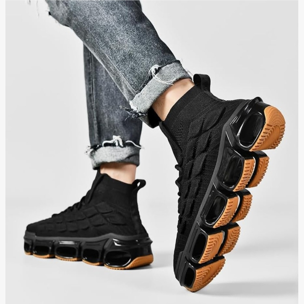 Black Knit Sneakers with Sock-Like Fit